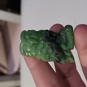Ruby zoisite crystal owl carving